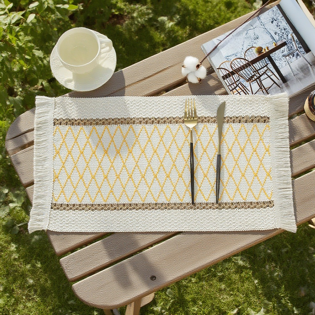 復古流蘇棉麻隔熱餐墊