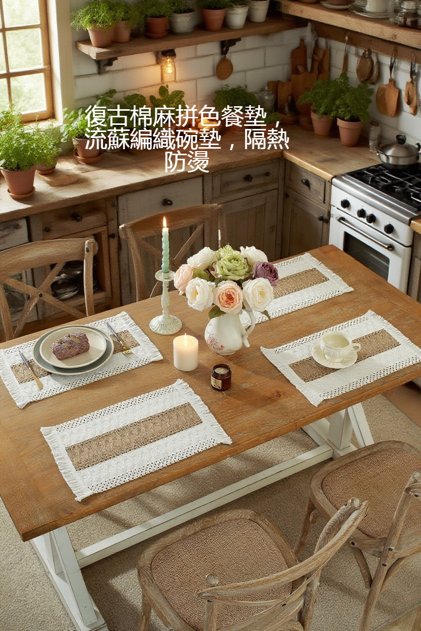 餐桌擺放復古流蘇隔熱棉麻墊