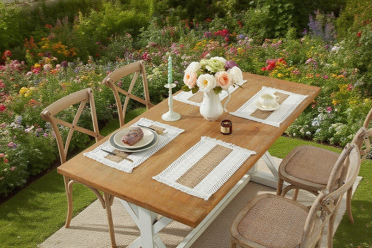 流蘇邊緣復古風格餐墊細節