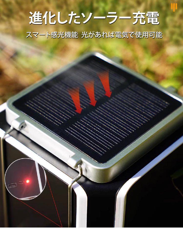 アウトドアで使用中のポータブルランタン