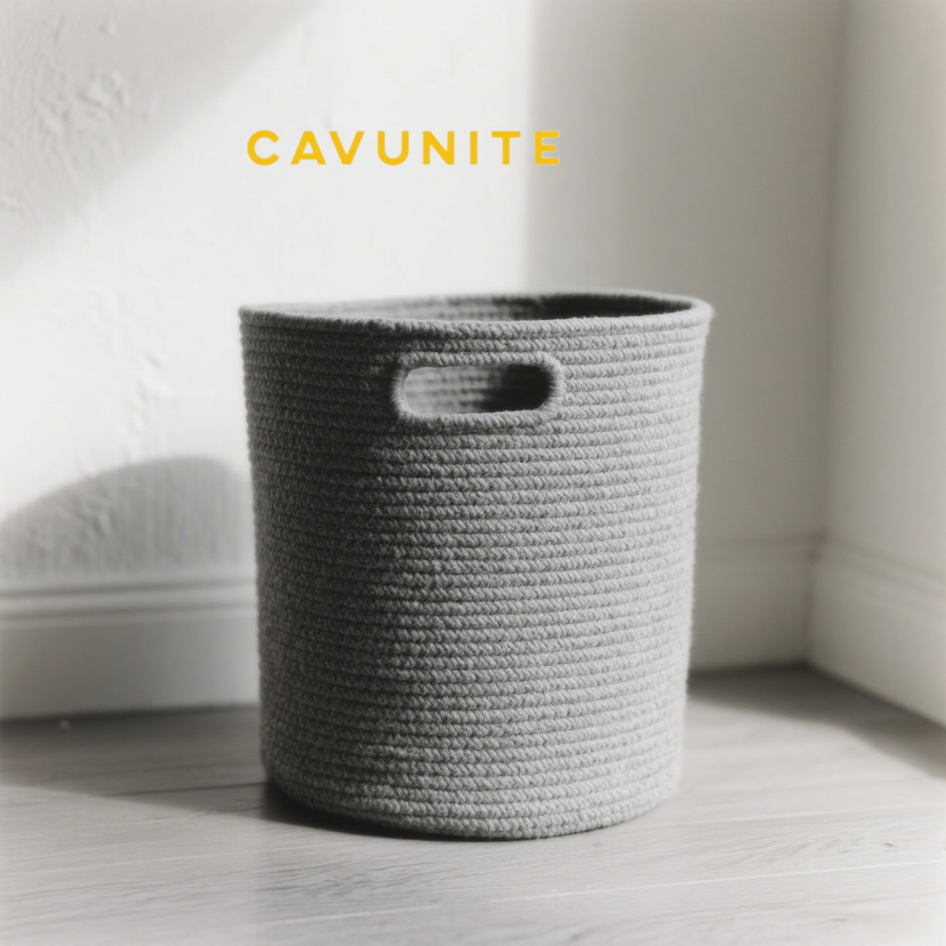 グレーブルー綿編みランドリーバスケット全体画像