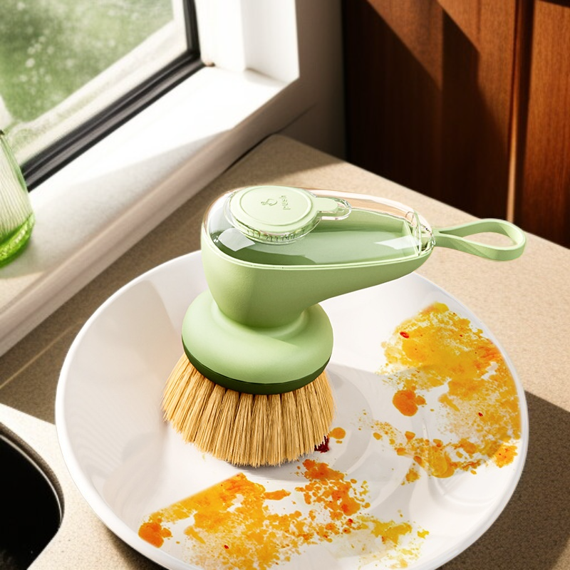가정용 손상없는 냄비 청소 냄비 브러쉬 자동 수액 압출 수액 세척 냄비 브러쉬 게으름뱅이 주방 필수 자동 수액 브러쉬