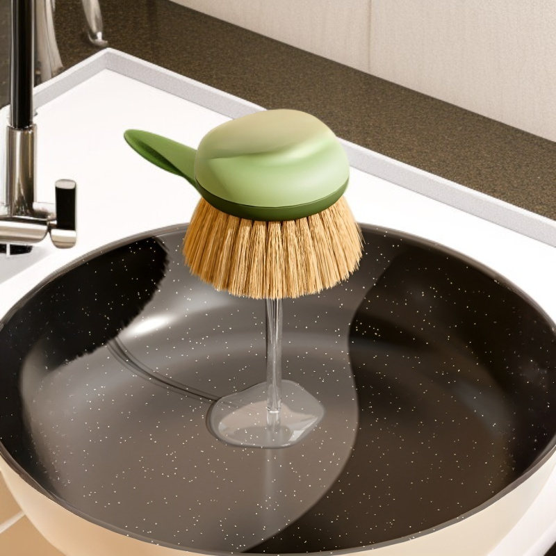 가정용 손상없는 냄비 청소 냄비 브러쉬 자동 수액 압출 수액 세척 냄비 브러쉬 게으름뱅이 주방 필수 자동 수액 브러쉬
