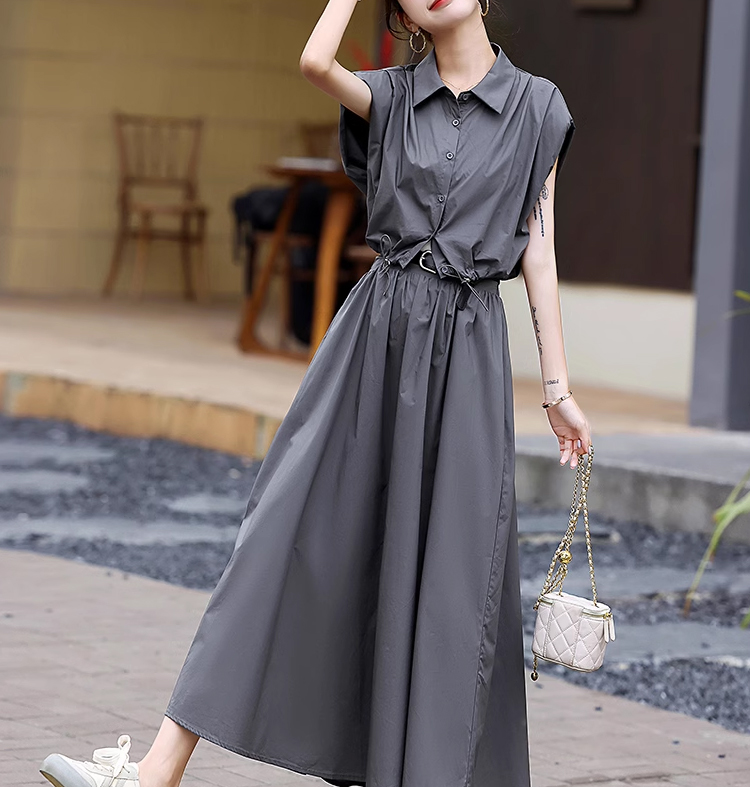 トレンディな夏用ハイウエストワンピース全体画像