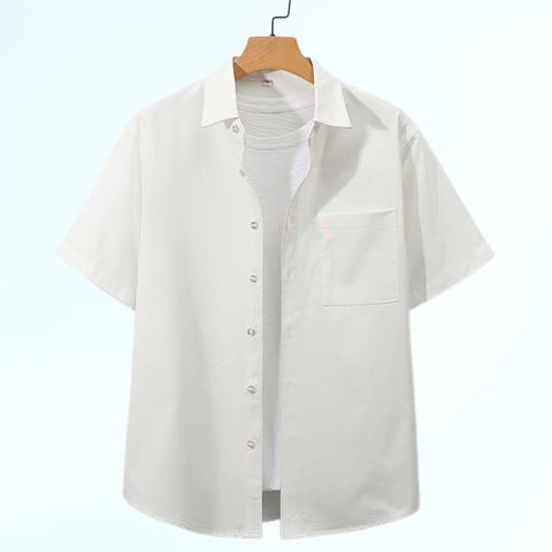 เสื้อเชิ้ตสีขาวชายอ้วน เสื้อเชิ้ตทำงานสไตล์ญี่ปุ่น เสื้อเชิ้ตแขนสั้น