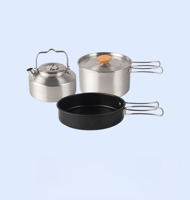 CLS アウトドア ステンレス 調理器具 セット キャンプ ポータブル 自動運転 ケトル スープポット ノンスティックフライパン キャンプ用鍋