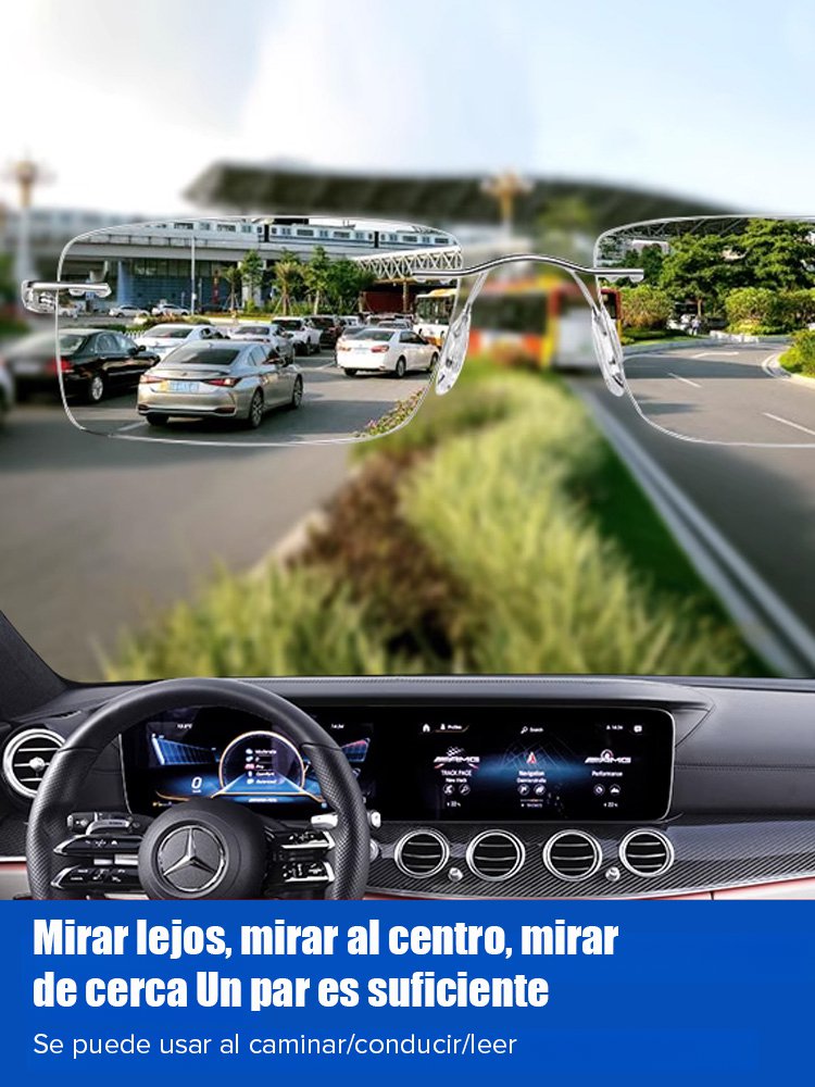 Gafas progresivas inteligentes sin marco con corte de diamante y protección contra luz azul