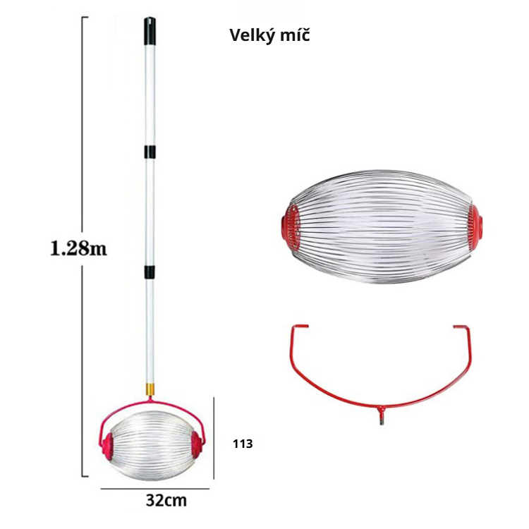 Teleskopický sběrač ovoce s válcem bez nutnosti ohýbání