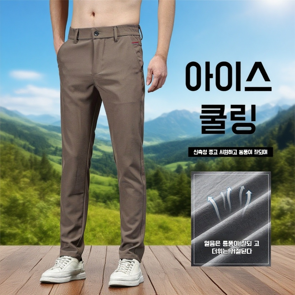 남성용 아이스 실크 하이 스트레치 비즈니스 캐주얼 팬츠