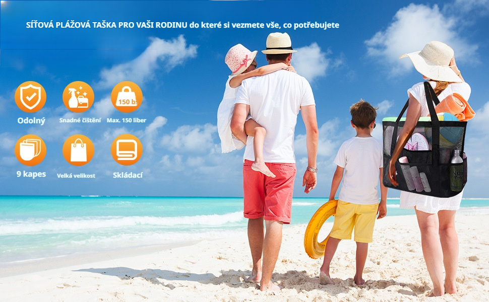 Prostorná rodinná taška do ruky na pláž