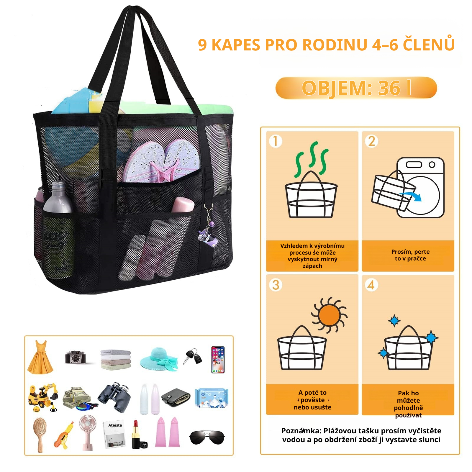 Stylová taška na pláž pro celou rodinu