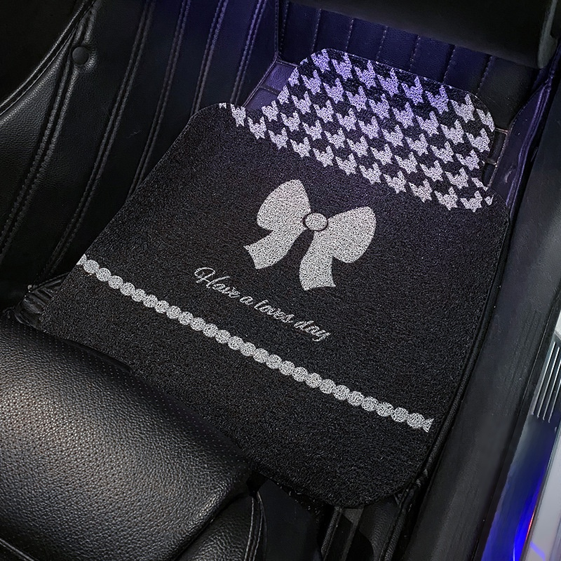 Car protection mats car foot mats cute bowknot wire ring car foot mats