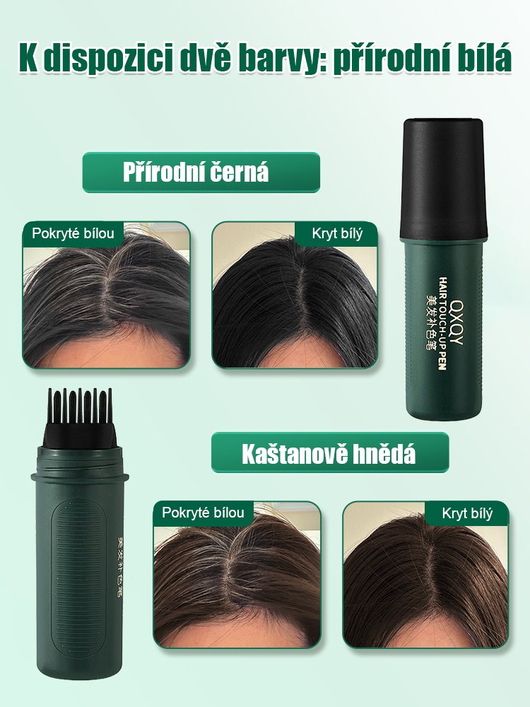 "Rychle vyrovnávací korekční pero na šedivé vlasy"