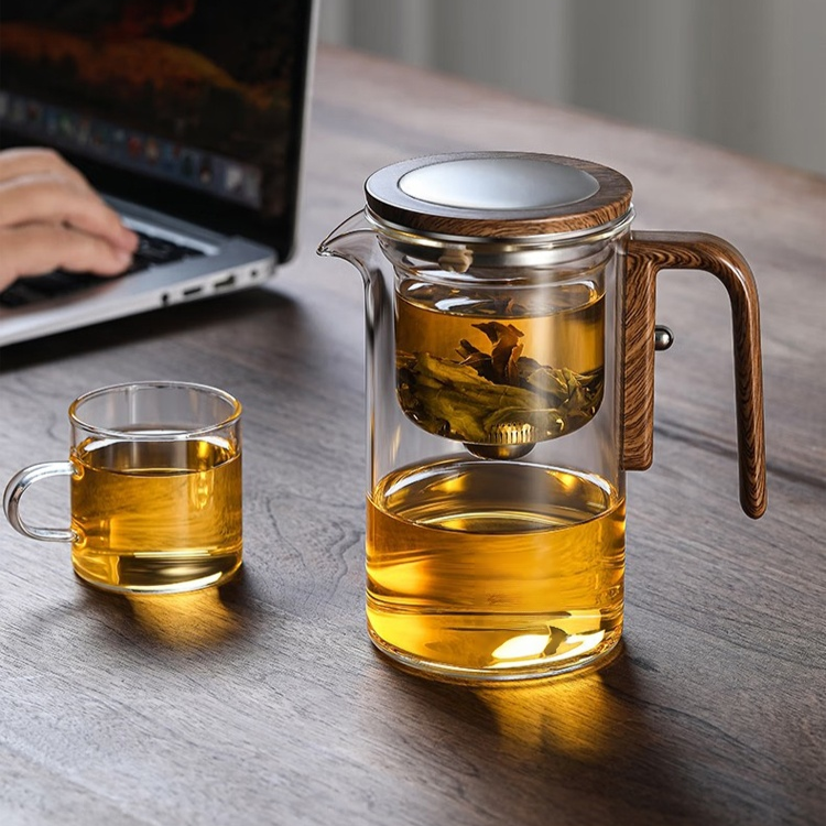 [One-button automatic filtering] Small square stemless elegant tea brewing cup