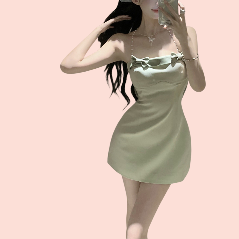 허리 여리여리 민트 리본 원피스