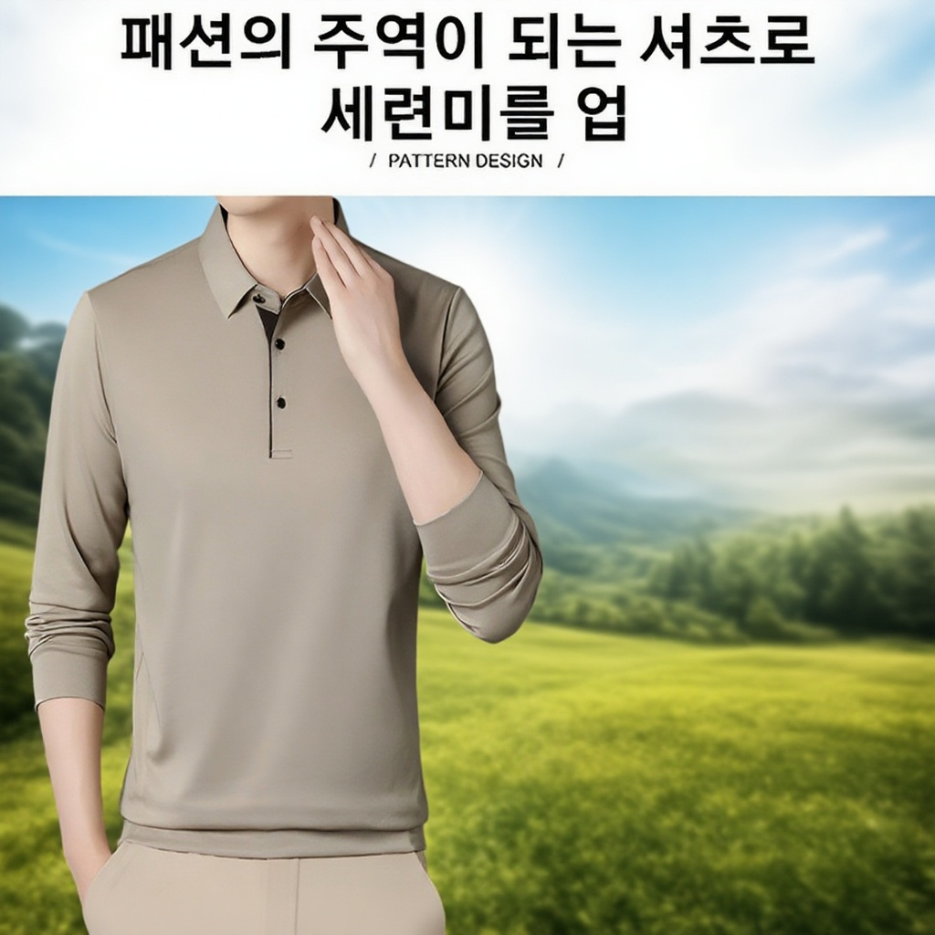 중년 남성 비즈니스 캐주얼 긴팔 셔츠