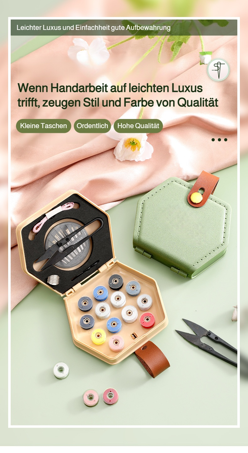 18-teiliges Nähset mit buntem Handnähgarn und Nähtasche