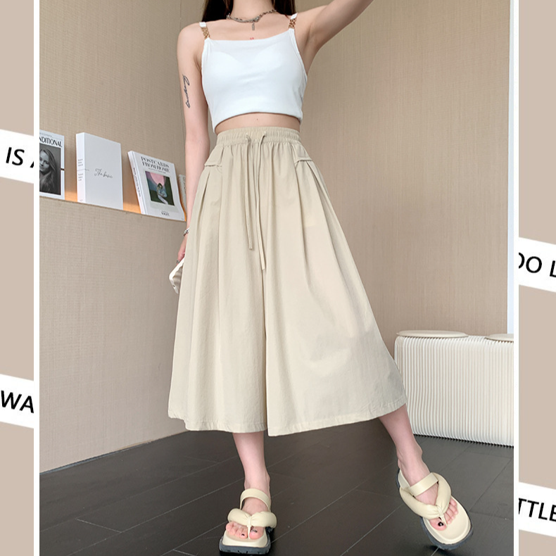 レディースゆったりパンツハイウエストアイスシルクワイドパンツゆったりスリムワイドパンツ