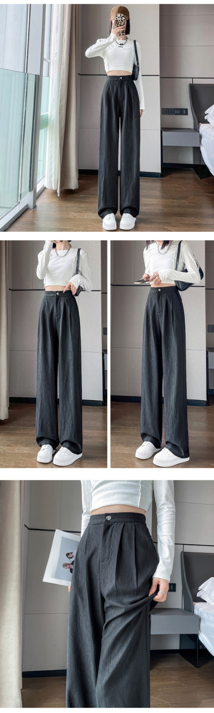 美脚効果抜群のドレープワイドパンツサイドビュー