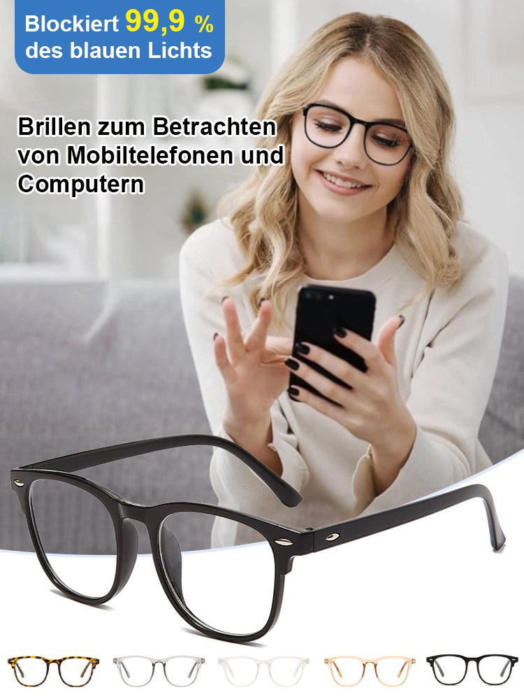 【Langanhaltender Tragekomfort ohne Druck auf die Nase】TR Blaulichtschutzbrille für Kurzsichtigkeit
