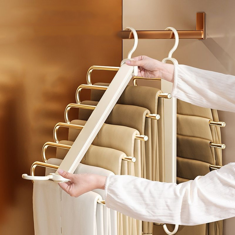 Skládací multifunkční vícevrstvý věšák na kalhoty