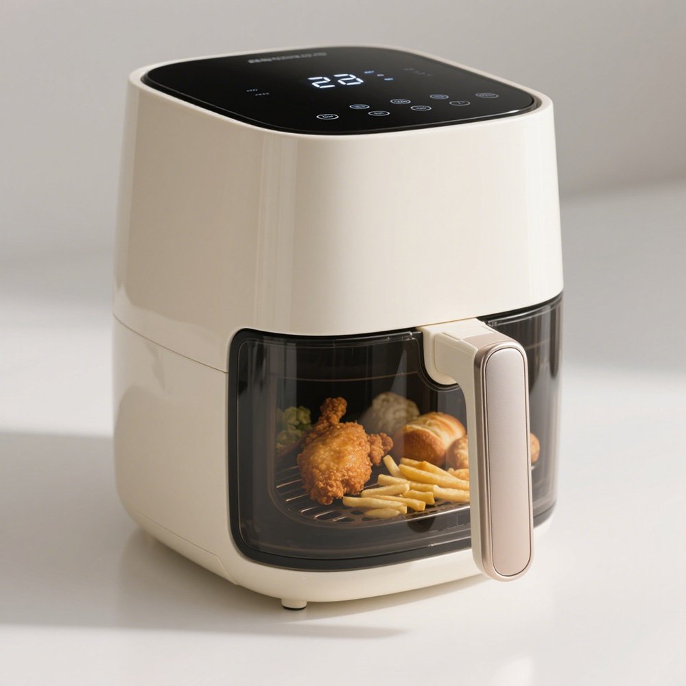 Friteuză aer cald, design elegant alb-ivoriu