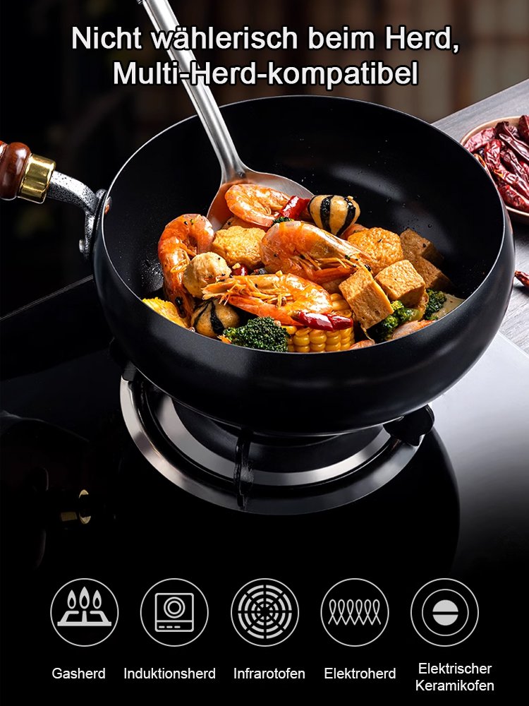 【Ohne Beschichtung Antihaft-Pfanne】Handgeschmiedet von Solinger Handwerkern, 10.000 Mal gehämmert.