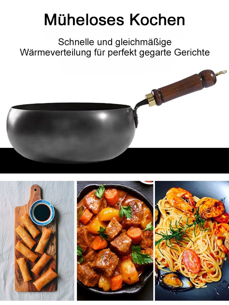 【Ohne Beschichtung Antihaft-Pfanne】Handgeschmiedet von Solinger Handwerkern, 10.000 Mal gehämmert.