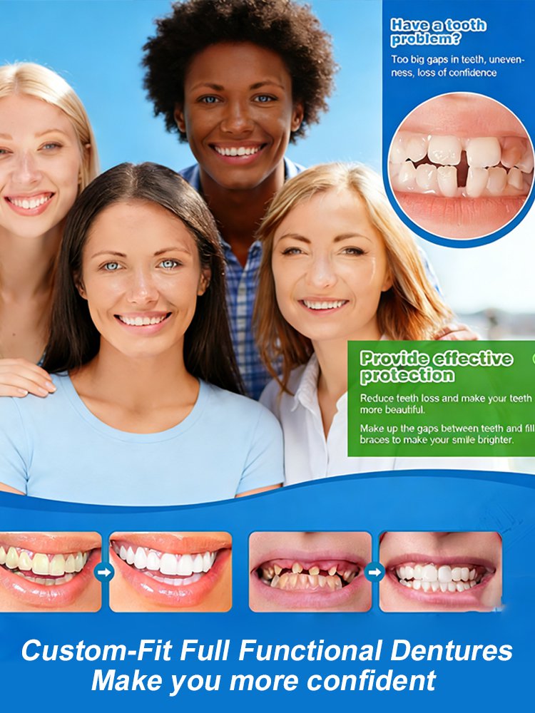 【100% adaptive denture set that fits snugly】Not easy to fall off, fits naturally and perfectly