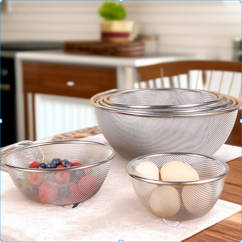 厚みのあるステンレス製野菜洗い桶、排水かご、米洗いふるい、野菜洗いかご、キッチンかご、排水かご、水フィルター、米洗いかご
