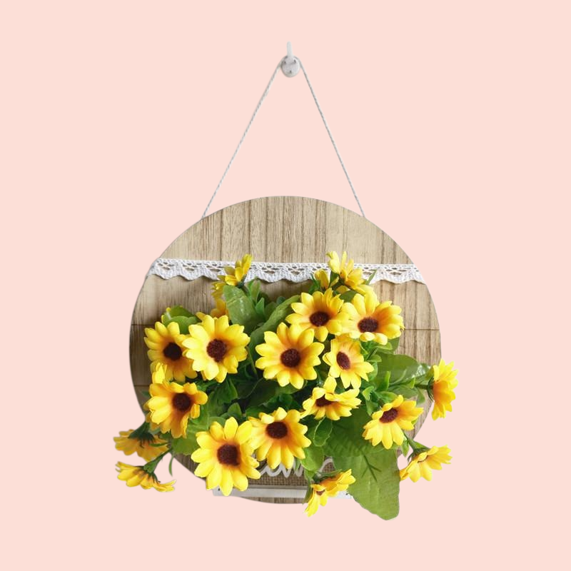 거실 벽걸이 꽃바구니 벽걸이 꽃바구니 원형 나무 상자