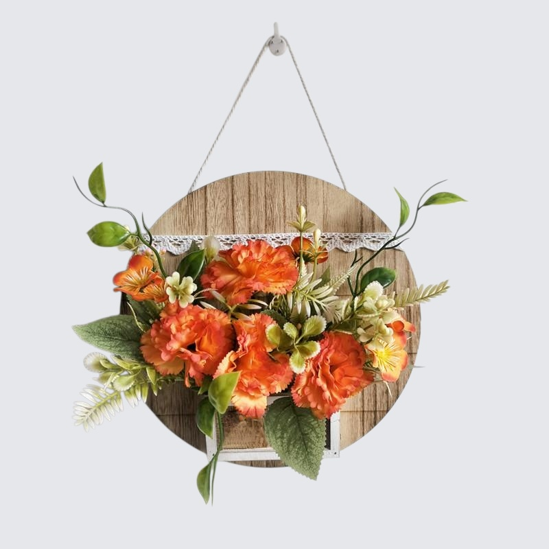거실 벽걸이 꽃바구니 벽걸이 꽃바구니 원형 나무 상자