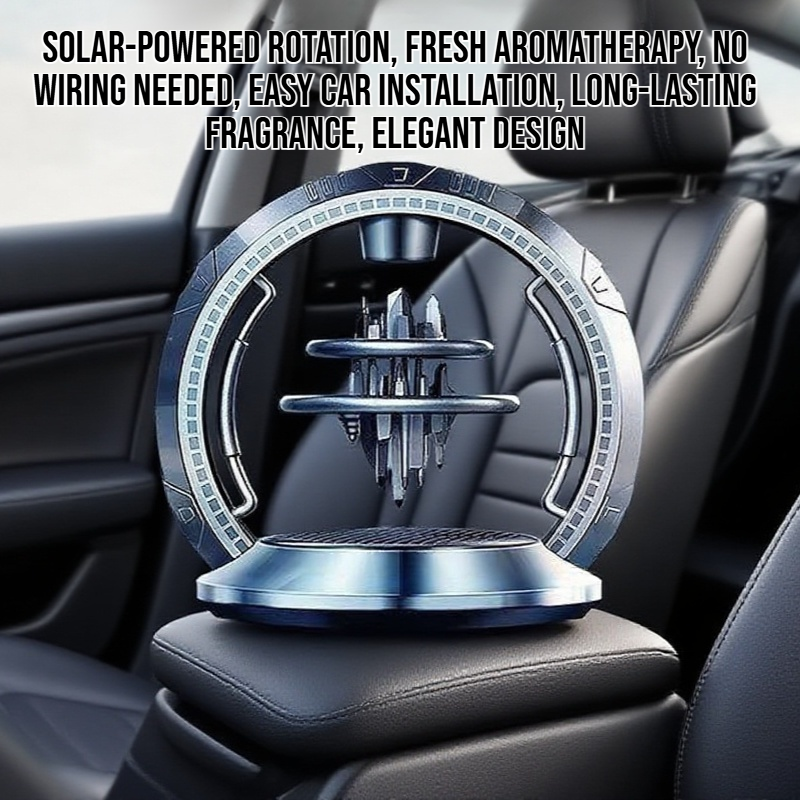 Car mounted aromatherapy solar powered rotating ornament
