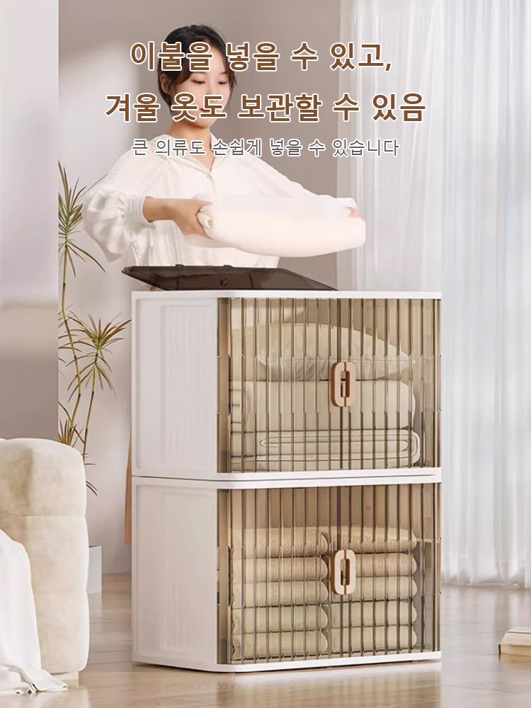 【공간 활용의 끝판왕, 다단계 수납장】3D 투명 접이식 문 수납장