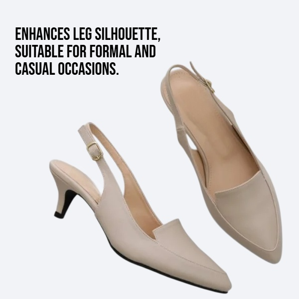 High heels with pointed toes, thin heels, and toe caps