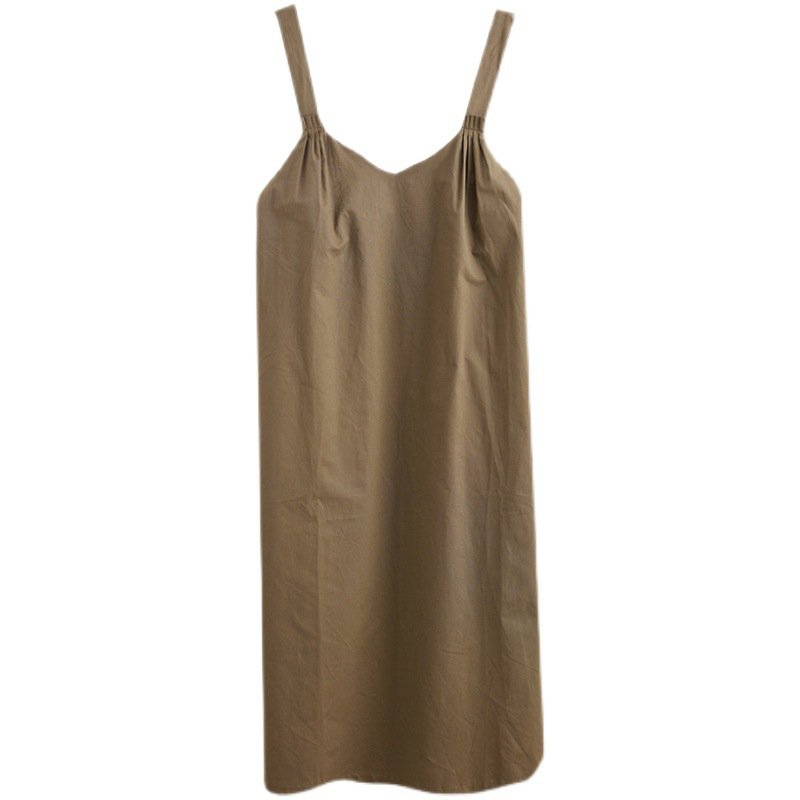 夏のルーズな大きいサイズのドレス女性 ミッドレングス年齢不詳バックストラップドレス 文学的な夏のドレス