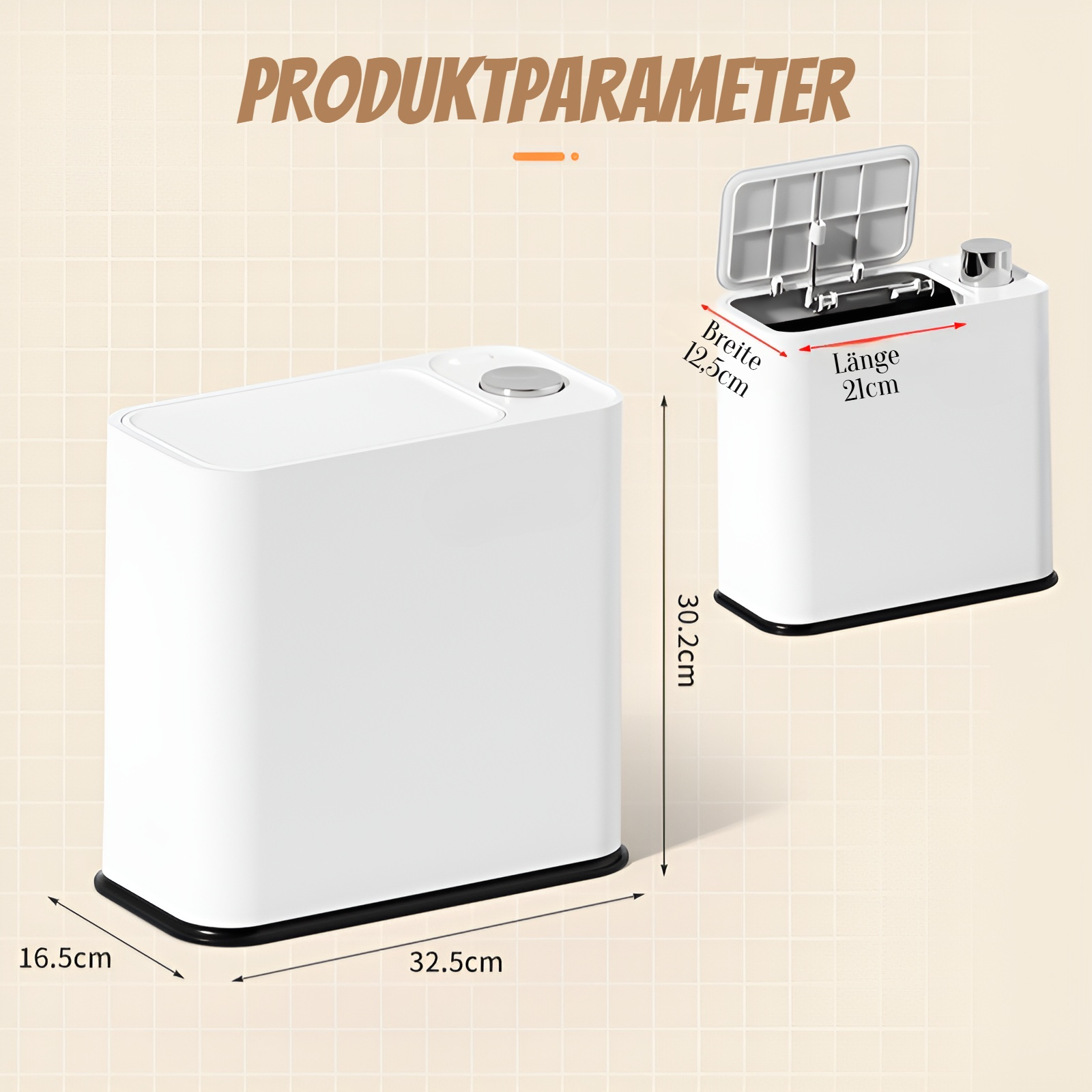 Druckknopfschalter Schmalschlitz-Mülleimer macht die Hände nicht schmutzig Multifunktions-Mülleimer 