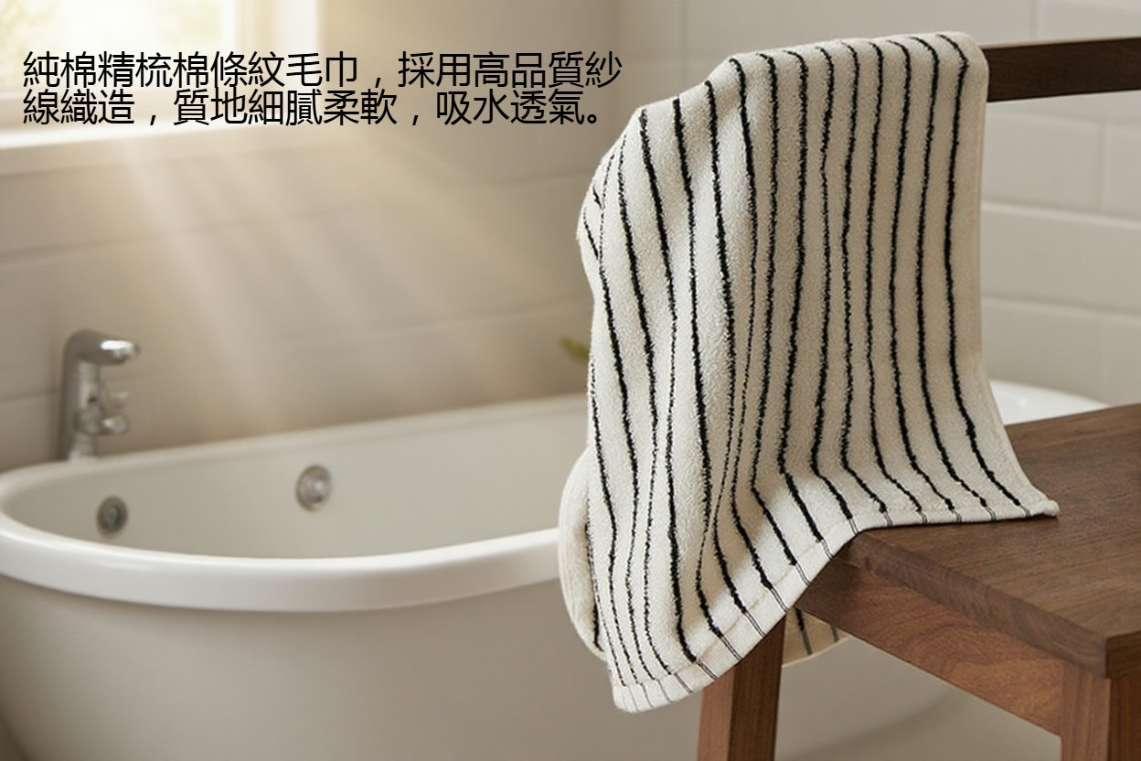 精梳棉浴巾細緻條紋圖案