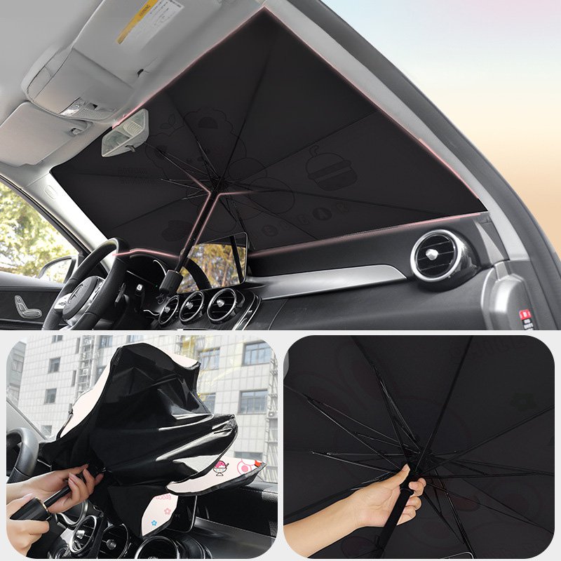 자동차 차양 만화 귀여운 앞 유리 개폐식 차양 태양 보호 단열 차양 범용 장식