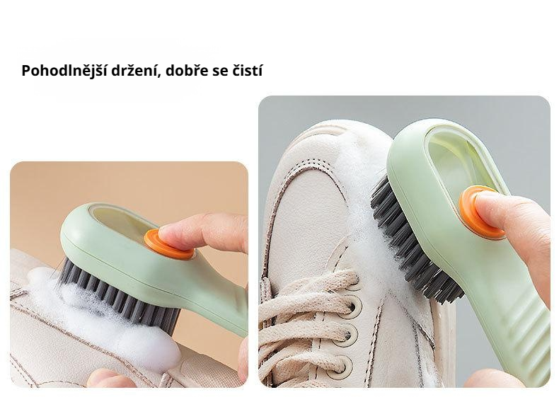 Detail měkkých štětin kartáče na boty