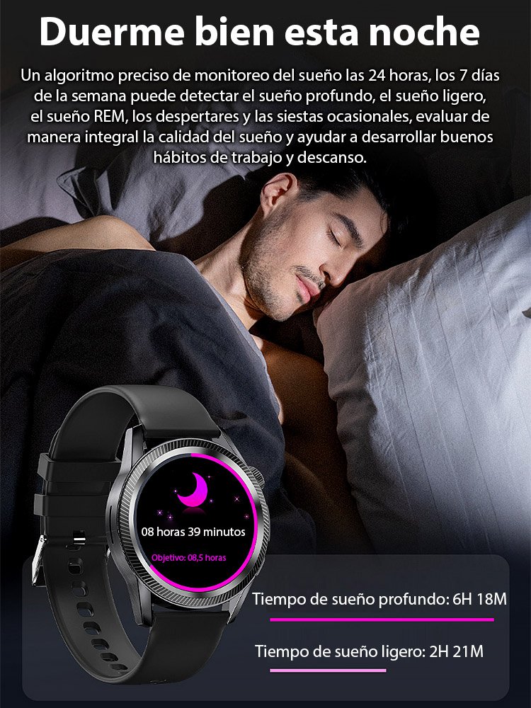 Reloj Watch4 Pro con correa de acero y medidor de glucosa