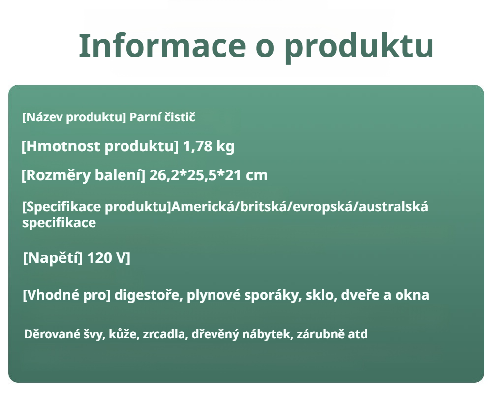 Přenosný parní čistič pro různé povrchy