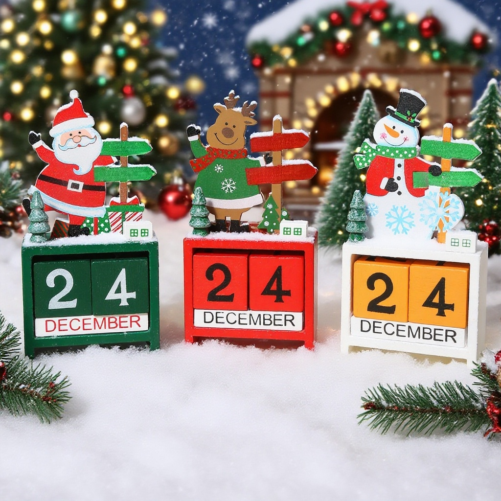 クリスマス卓上木製カレンダー全体画像