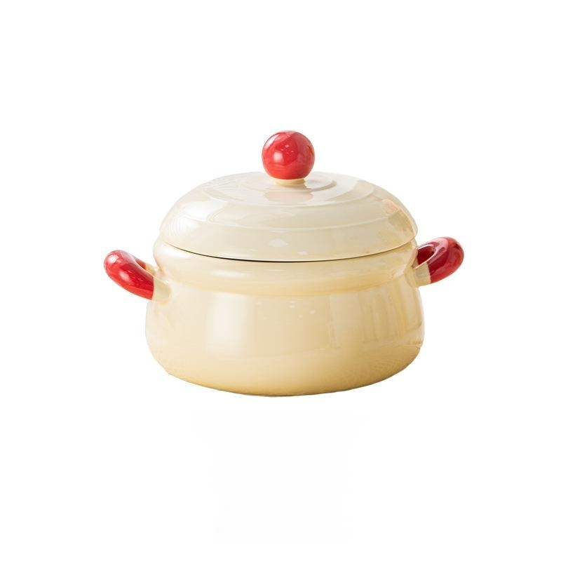 Bowl girls high-value ceramic bowl instant noodle bowl with lid ramen bowl home high-end niche Chaoz