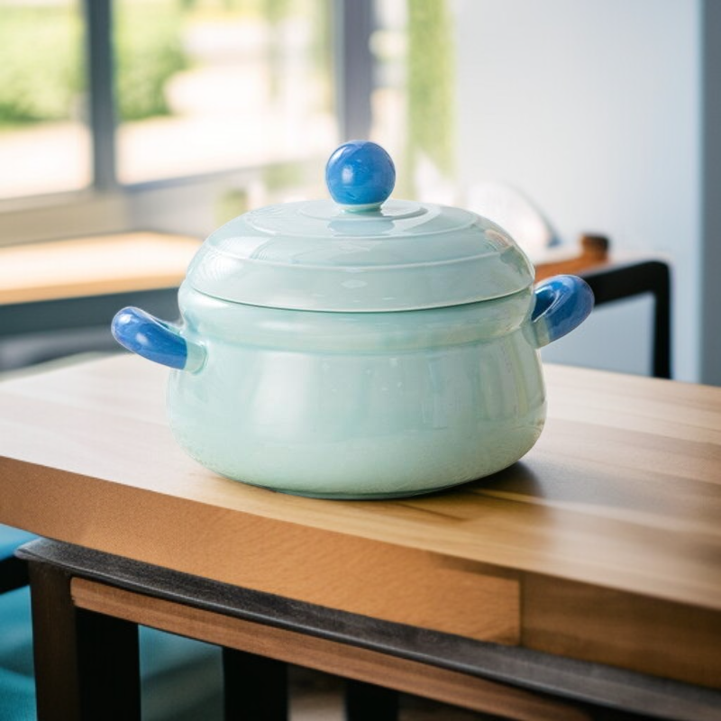 Praktyczna miska ceramiczna z pokrywką