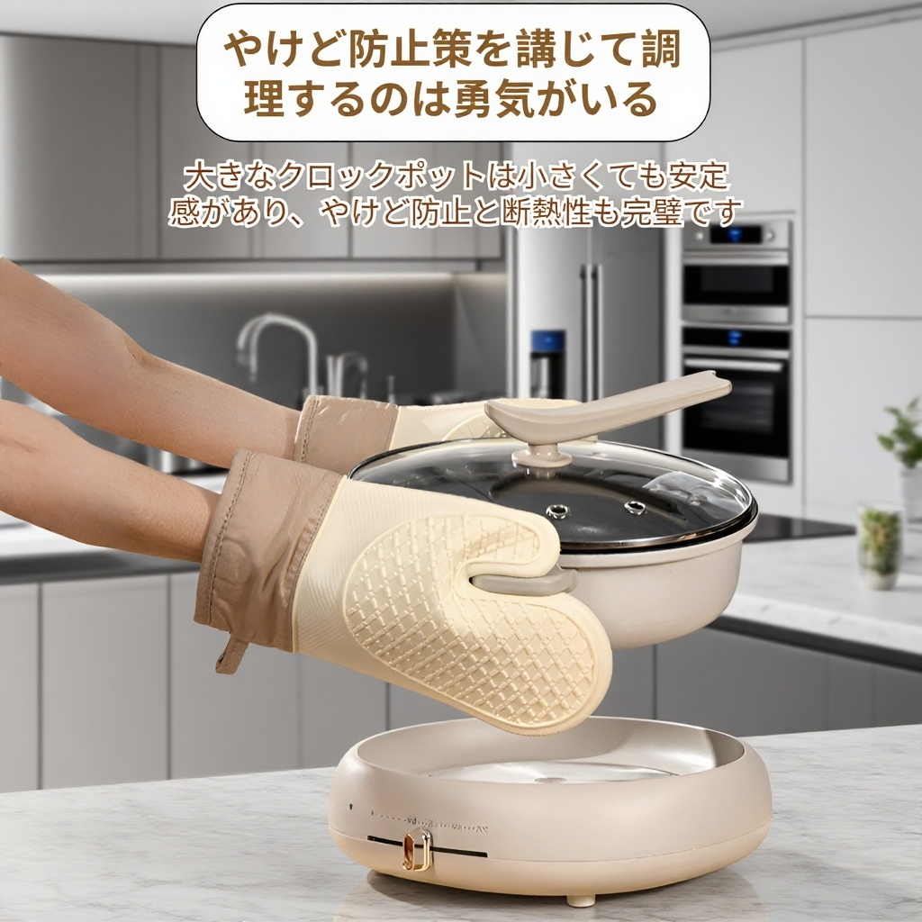 オーブンから料理を取り出す耐熱グローブ