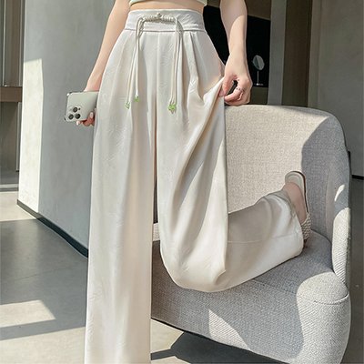 チャイナボタン付き着痩せワイドパンツ