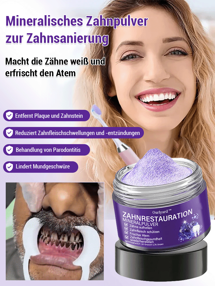 【Parodontale Gesundheit wiederherstellen】Zahnerneuerung lila Mineralzahnpulver