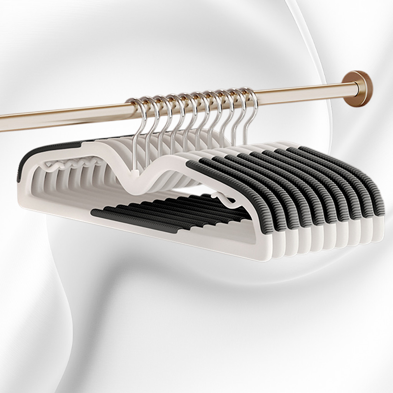 短脖子晾衣服架子多用途防滑無痕省空間衣架（10個裝）