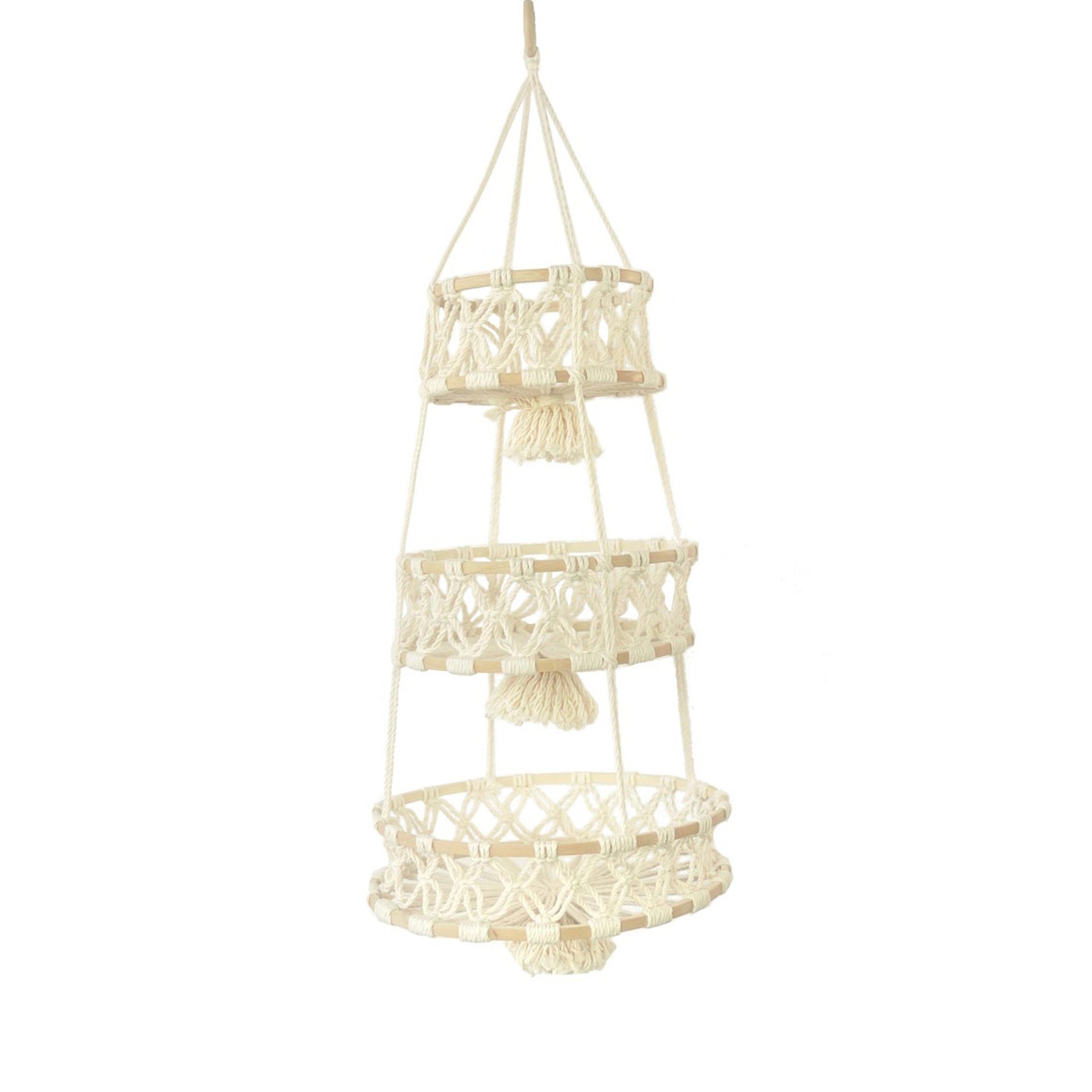 Cesta de almacenamiento de cuerda de algodón tejida a mano, cesta para colgar en la pared de frutas 